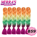 Trenzas Jumbo de 24 pulgadas, cabello sintético para caja trenzada, extensiones de cabello trenzado Ombre, tres tonos, negro, marrón, azul, rosa, espejo de Mirra
