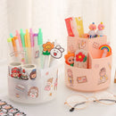 MINKYS Multifunktionaler 3-Gitter 360-Grad drehbarer Stifthalter Schreibtisch-Organizer Große Kapazität Bleistiftbox Schulbriefpapier