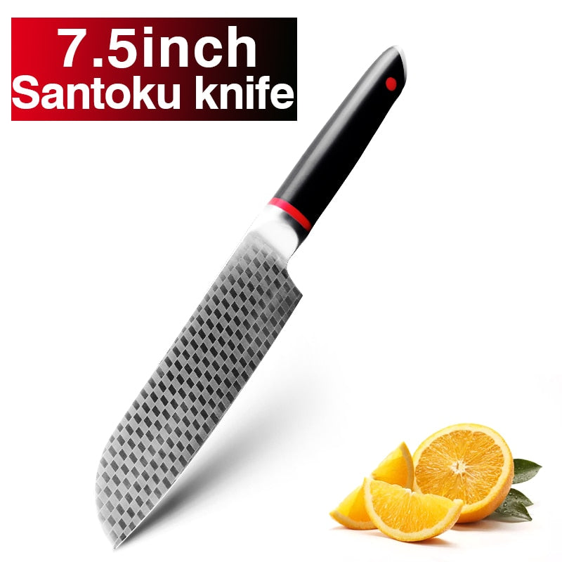 Kitchen Knives 1-9pcs Chef Knives 7CR17 440C High Carbon Stainless Steel Damascus Drawing Gyuto Cleaver Set Slicer Santoku Knife