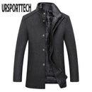 Winter Warm Wool Blend Coat Men Thick Overcoats Topcoat Mens Single Breasted Jackets And Coats With Adjustable Vest Men&