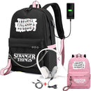 New Stranger Things backpack HELLFIRE Multifunction USB Charging Travel Canvas Student Backpack For Teens Boys Girls School Bag