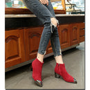 2021 Fashion Ladies High Heels Boots Warm Shoes Pointed toe Women Winter Chelsea Boots Women Ankle Boots Square Heel 6cm N046