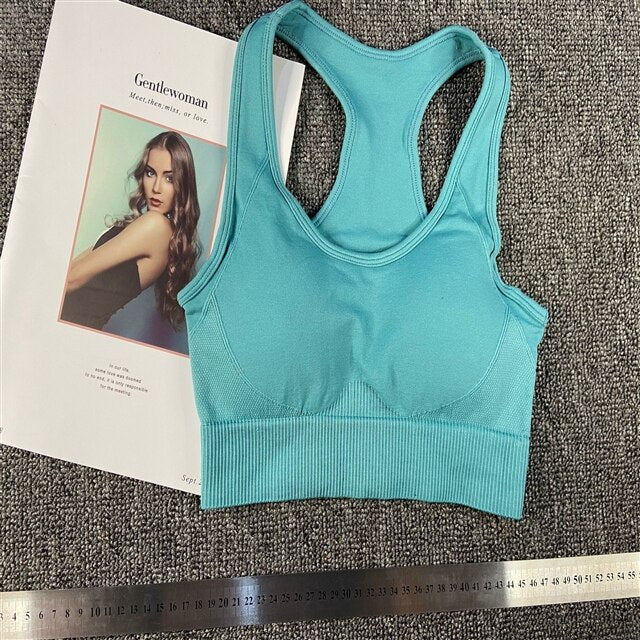 Traje de Yoga sin costuras para mujer, conjunto deportivo de entrenamiento de alta elasticidad, Sujetador deportivo acolchado, mallas deportivas de cintura alta para gimnasio