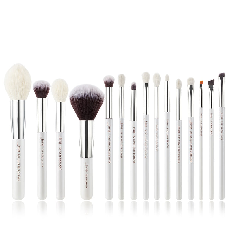 Jessup Makeup Brush Professional Makeup Brushes Set Foundation Eyeshadow Blender Powder Blush 15pcs Tool Kits Goat Hair