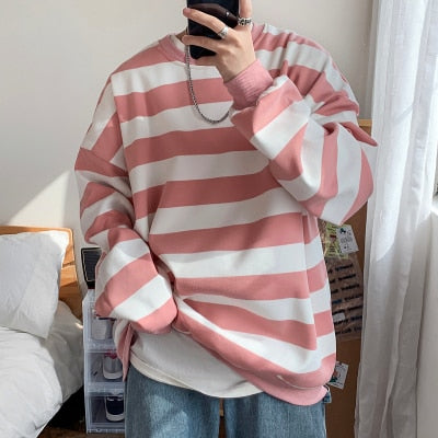 2022 Spring Men Classic Striped Hoodies Mens Hip Hop Streetwear Sweatshirt Male Casual Trend Cotton Pullover M-5XL