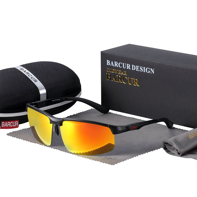 BARCUR Aluminium Magnisium Sport Sonnenbrille Polarisierte Leichte Autofahrerbrille Herren Damen