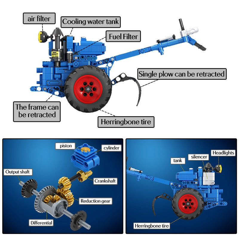 DIY clásico viejo Tractor coche bloques de construcción ciudad caminar Tractor camión ladrillos juguetes educativos para niños