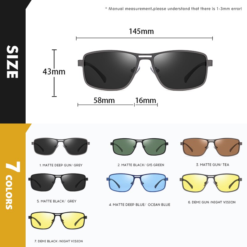 2020 Top Men Polarized Sunglasses Anti-UV Driving Frishing Sun Glasses For Men Square Goggles Eyewear HD Gafas De Sol zonnebril