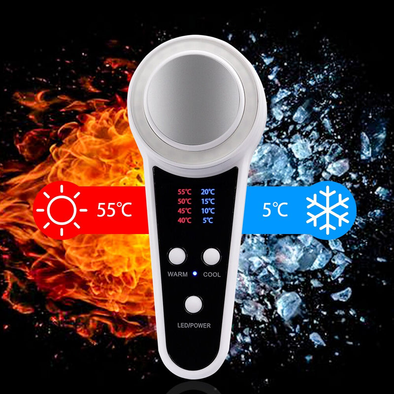 Terapia de fotones LED en 3 colores, martillo frío y caliente, crioterapia, calma de la piel, máquina de calentamiento Facial con hielo cálido, dispositivo de estiramiento de la piel