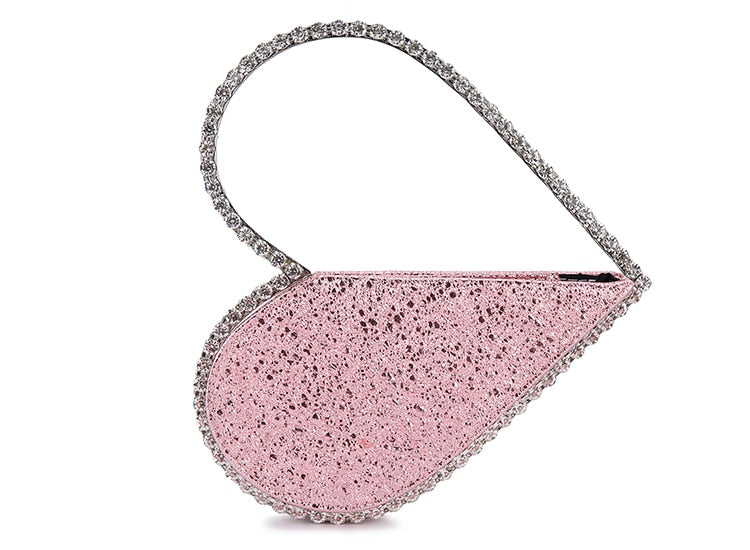 Luxury Heart-shaped Diamond Leather Women Party Clutch Bag Purses and Handbags Evening Bag Female 2020 Designer Bags Wedding Bag