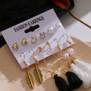 Conjunto de pendientes colgantes Vintage para mujer, pendientes largos de aleación de perlas con borlas acrílicas bohemias, joyería geométrica, regalo de fiesta 2020