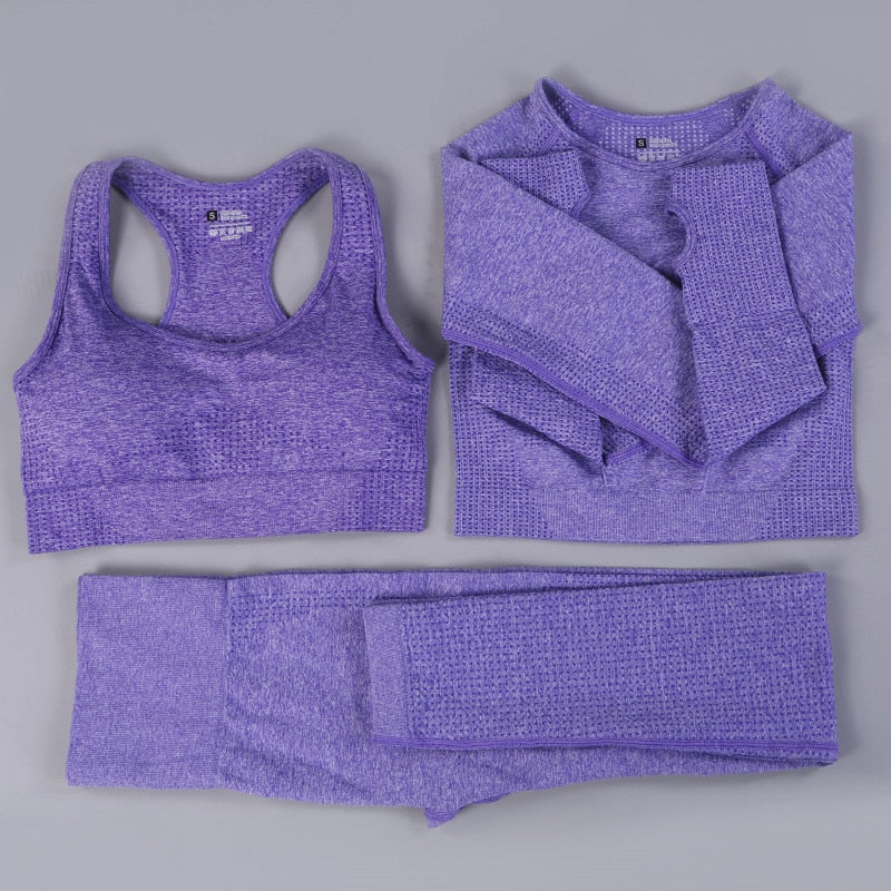 SVOKOR, conjunto de Yoga para mujer, ropa de Fitness de puntos sin costuras, ropa de entrenamiento estampada, ropa deportiva para gimnasio, mallas Push Up, sujetador, traje deportivo