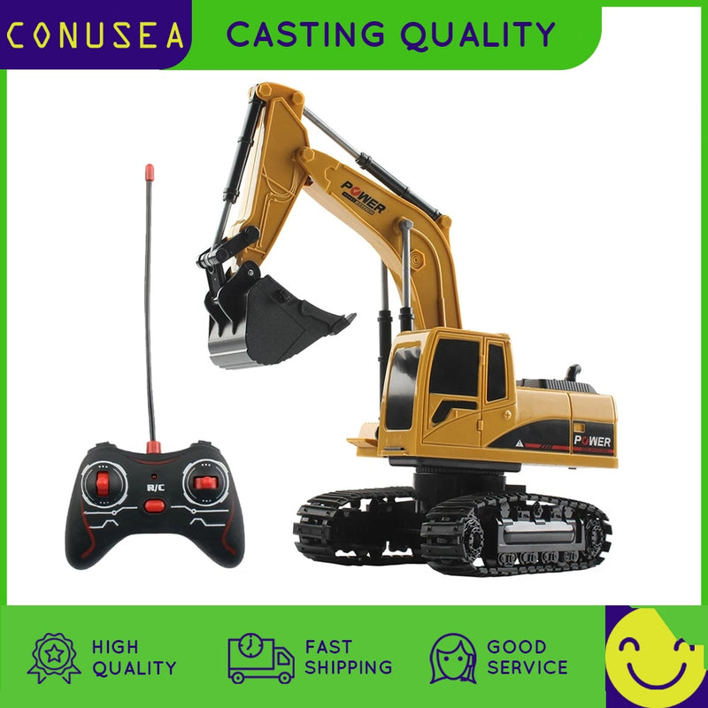 1/24 RC Excavator 2.4G Radio Controlled Cars crawler Tractor Model Engineering Car Digging Soil Truck Sound Toy For Boy Kid gift