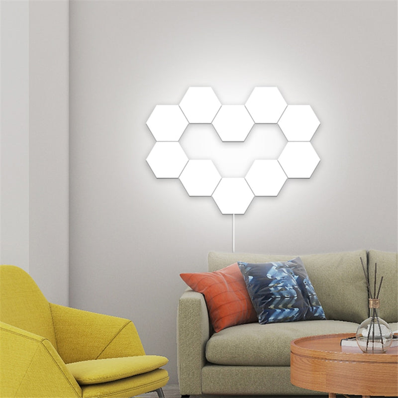 Lámpara de pared LED moderna para Loft, montaje Modular de panal, luces de pared táctiles, lámpara cuántica, iluminación de decoración Interior DIY magnética