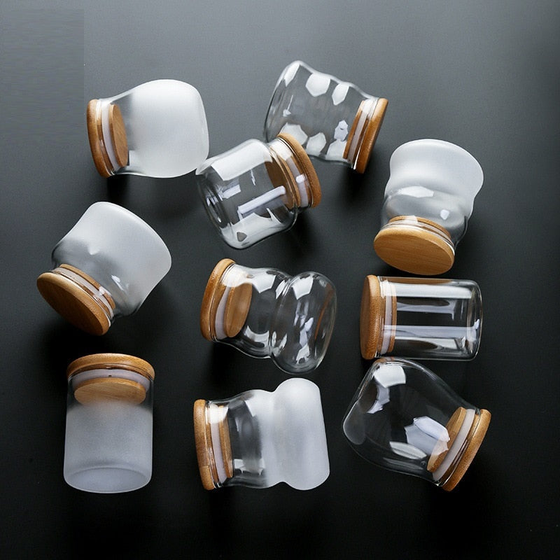 Mini botellas de vidrio con tapa Recipiente de vidrio transparente transparente con corcho Té Dulces Contenedores de almacenamiento de alimentos Frasco de vidrio con tapa