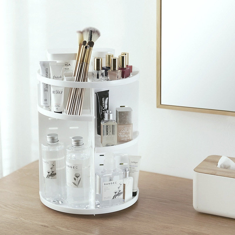 ALLSOME 360-degree Rotating Makeup Organizer Box Brush Holder Jewelry Organizer Case Jewelry Makeup Cosmetic Storage Box