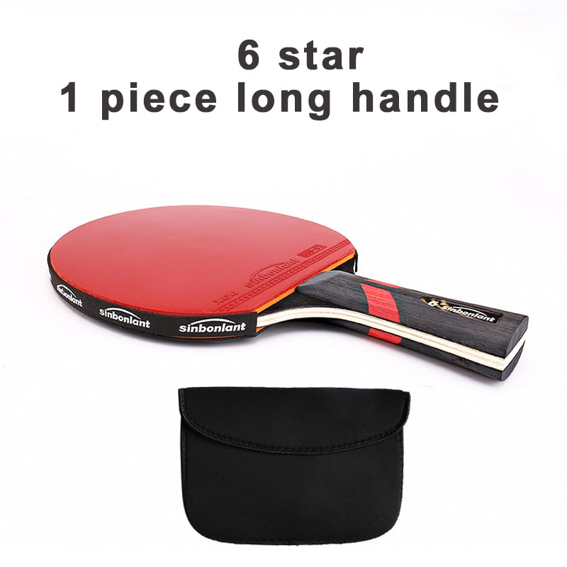 Raqueta de tenis profesional, hoja de carbono de mango largo corto, goma con granos de doble cara en raquetas de Ping Pong con estuche