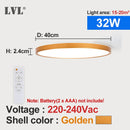 Modern Remote Control Led Ceiling Light Golden Wood Grain 24W 32W Bedroom Livingroom Kitchen Bathroom RC Dimmable Ceiling Lamp