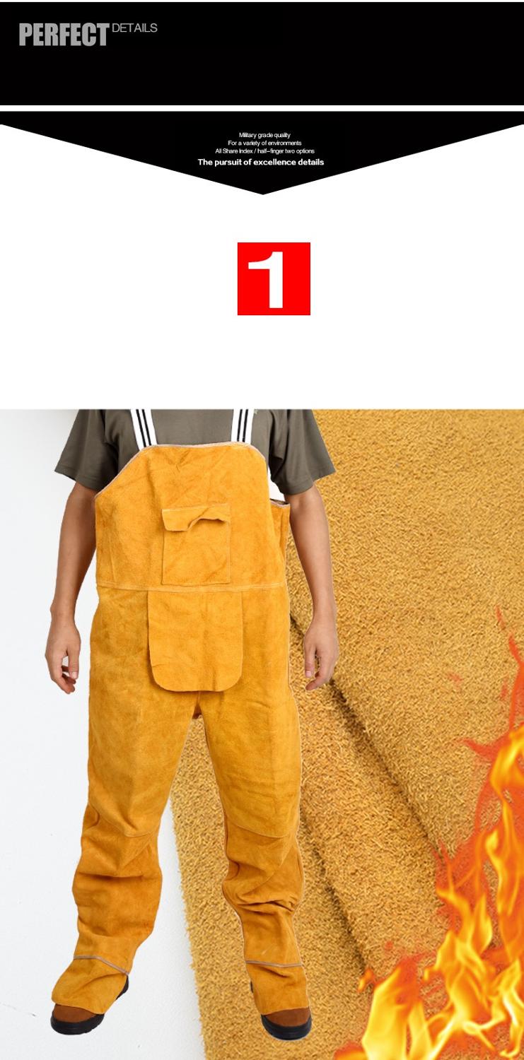 Welding Clothing Mens Bib Overalls Safety Coverall High Temperature Protective Leather Flame Retardant Repair Welder Strap pants