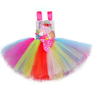 Sweet Rainbow Candy Tutu Dress for Girls Halloween Birthday Party Clothes Kids Flowers Bow Lollipop Candy Costume with Headband