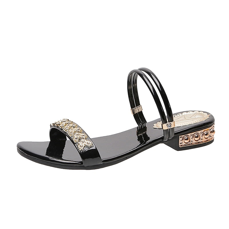Summer Women Sandals Bling Pumps Shoes Comfort Ladies Woman Sandale Gold Silver High Heels Female Footwear Slip On Sandals I121