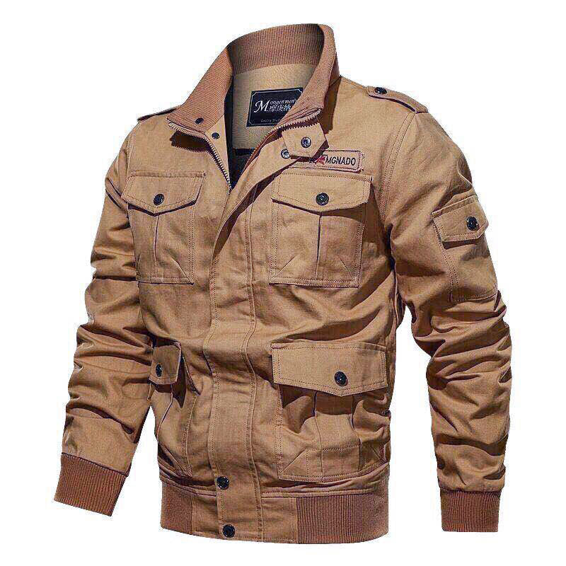 Spring and autumn military jacket male cotton water wash collar pilot cotton jacket large size plus velvet winter youth