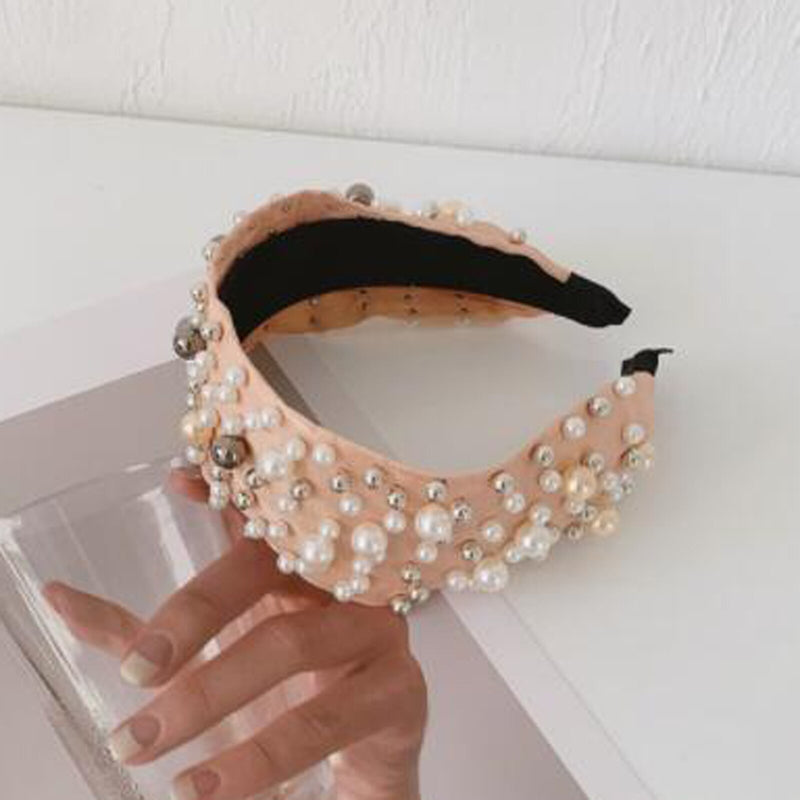 PROLY Neue Mode Frauen Haarschmuck Breite Seite Stirnband Mix Perlen Barock Haarband Für Erwachsene Mittelknoten Kopfbedeckung Großhandel