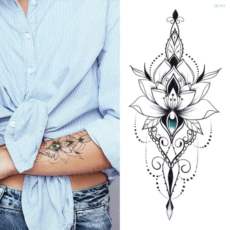temporäre armband tattoos wasserdicht temporäre tattoo aufkleber blume lotus tattoo sleeve frauen handgelenk armmanschetten tatoo gefälschte mädchen