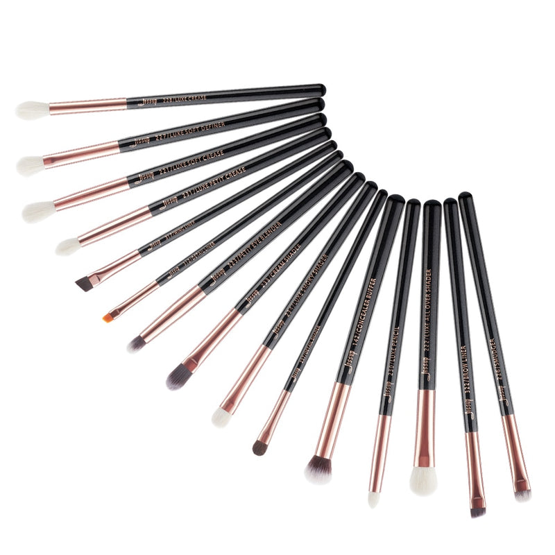 Jessup Makeup Brushes Set 15pcs Eye Make up Brush Eyeshadow Eyebrow Liner Blending Concealer Cosmetic Tool Kits Goat Hair