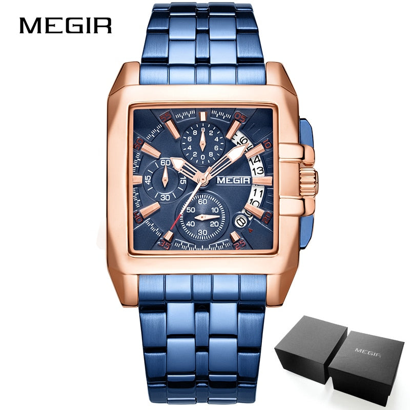 Hot Sale New MEGIR Brand Original Chronograph Quartz Men Watch Stainless-Steel Business Wrist Watch Male Clock Relogio Masculino