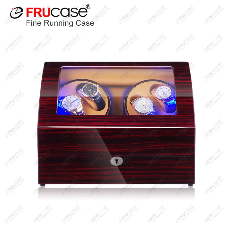 FRUCASE Watch Winder para relojes automáticos Nueva versión 4+6 Caja de reloj de madera Relojes Colector de almacenamiento