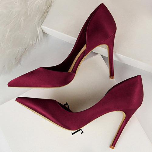 The Sapphire Stiletto | Satin Pointed-Toe High Heel Pumps
