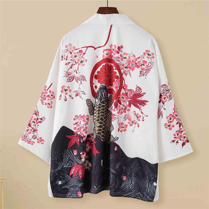 Bebovizi, ropa de estilo japonés, ropa de calle de verano para hombre, Kimono con estampado de gato, cárdigan, bata mandarina, Kimonos de tendencia japonesa Unisex para hombre