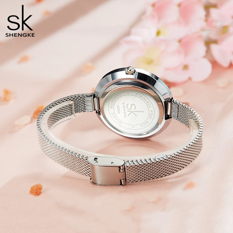 Shengke, reloj de lujo para mujer, reloj de pulsera con esfera de diamante, reloj de pulsera para niña, reloj elegante de cuarzo para mujer, reloj de vestir para mujer, reloj de marca
