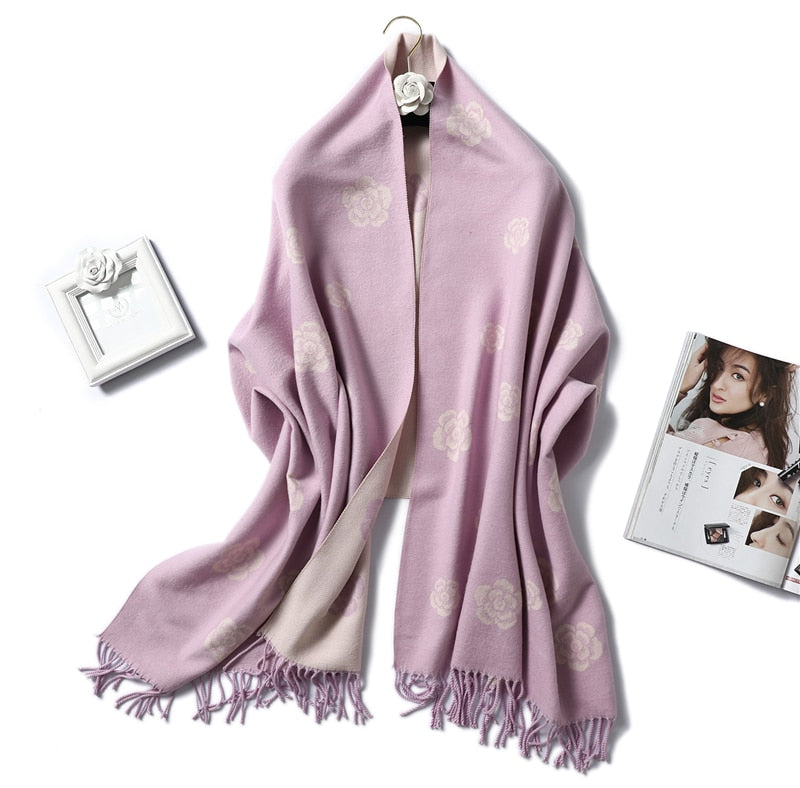 Winter Cashmere Scarf Women Thick Warm Shawls Wraps Lady Solid Scarves Fashion Tassels Pashmina Blanket Quality Foulard 2022 New