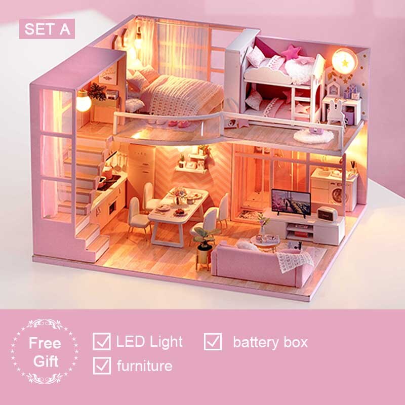 Accesorios de casa Modular Cutebee, muebles de casa de muñecas en miniatura DIY, casa de muñecas pequeñas, Mini apartamento, regalo para amigos y niños