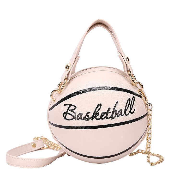 Buylor Personality Basketball Crossbady Bag for Women Casual PU Leather Handbag Cute  Round Ball Purse Wacky Female Chains Tote