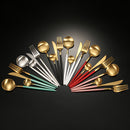 24Pcs/set Steak Knife Fork Coffee Spoon Teaspoon Gold Cutlery Kitchen Tableware Upscale Stainless Steel Western Tableware Set