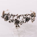 Baroque Vintage Black Purple Crystal Pearls Bridal Tiaras Crown Rhinestone Pageant Diadem Veil Tiara Wedding Hair Accessories