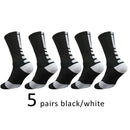 5 Pairs/Lot Professional Cycling Socks Mens Thicker Stocking Sweat-Absorbent Basketball Outdoor Sports Football Skateboard Socks