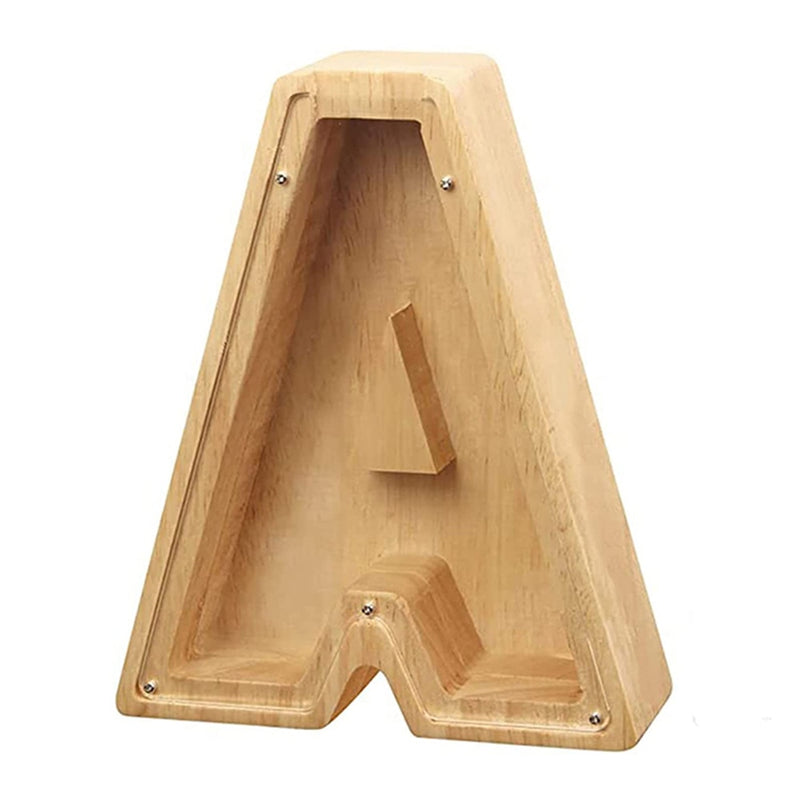 Hucha con letras de madera en inglés veintiséis, adornos transparentes personalizados para decoración del hogar, caja de dinero, letras decorativas grandes