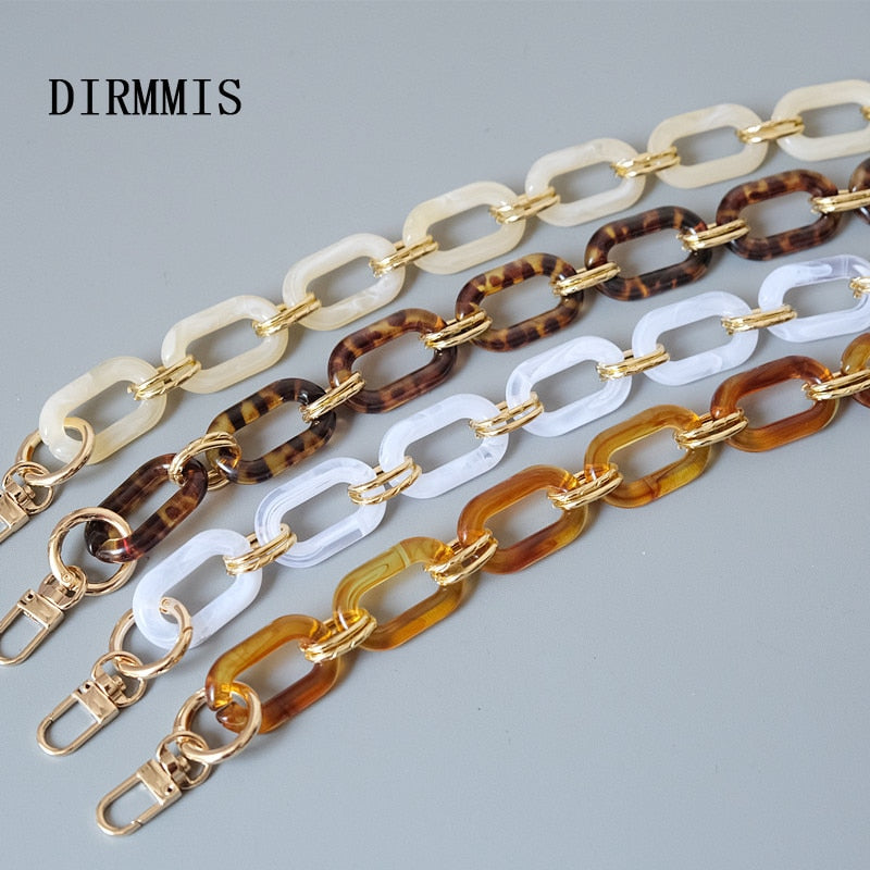 New Fashion Woman Handbag Accessory Parts White Pearl Acrylic Resin Chain Luxury Leopard Strap Women Shoulder Cute Clutch Chains