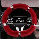 Karcle Fluffy Steering Wheel Cover with Bling Rhinestones Diamond Fur Furry Car Steering Covers Universal 38cm For Women Girl