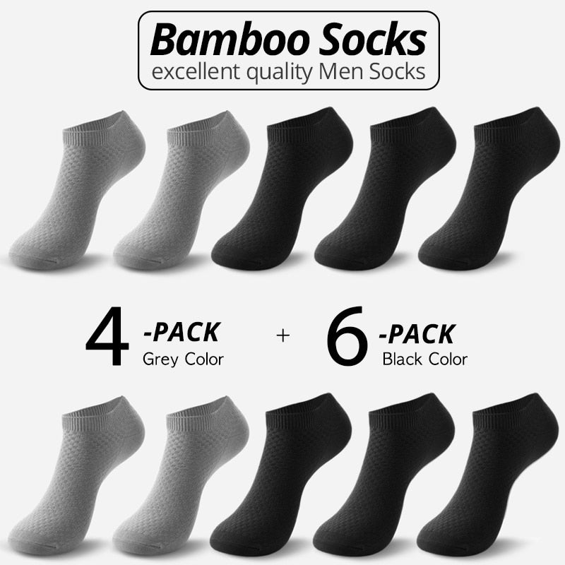 10 pares de calcetines de fibra de bambú para hombre, calcetines tobilleros cortos de negocios negros para hombre, calcetines transpirables de verano para hombre, zapatos de vestir, talla de ropa 38-44