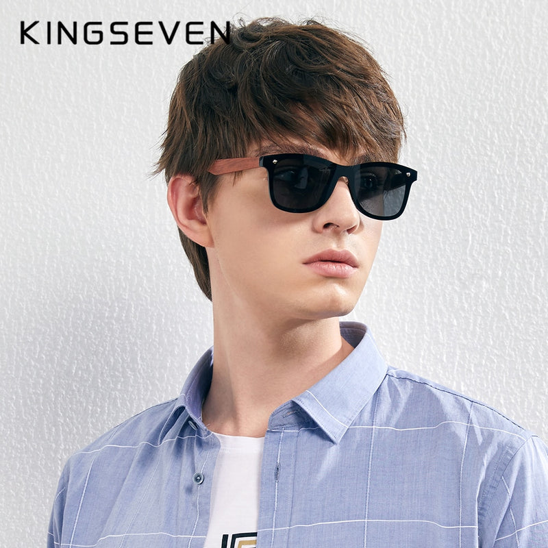 KINGSEVEN Natürliche Holzsonnenbrille Männer Polarisierte Mode Sonnenbrille Original Holz Oculos De Sol Masculino