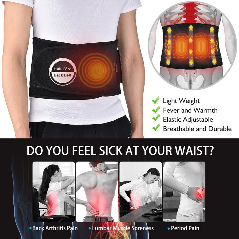 Waist Heat Therapy Massage Red Light Heating Massage Belt Relieve Pain Disc Herniation Support Spine Lumbar Back Massager