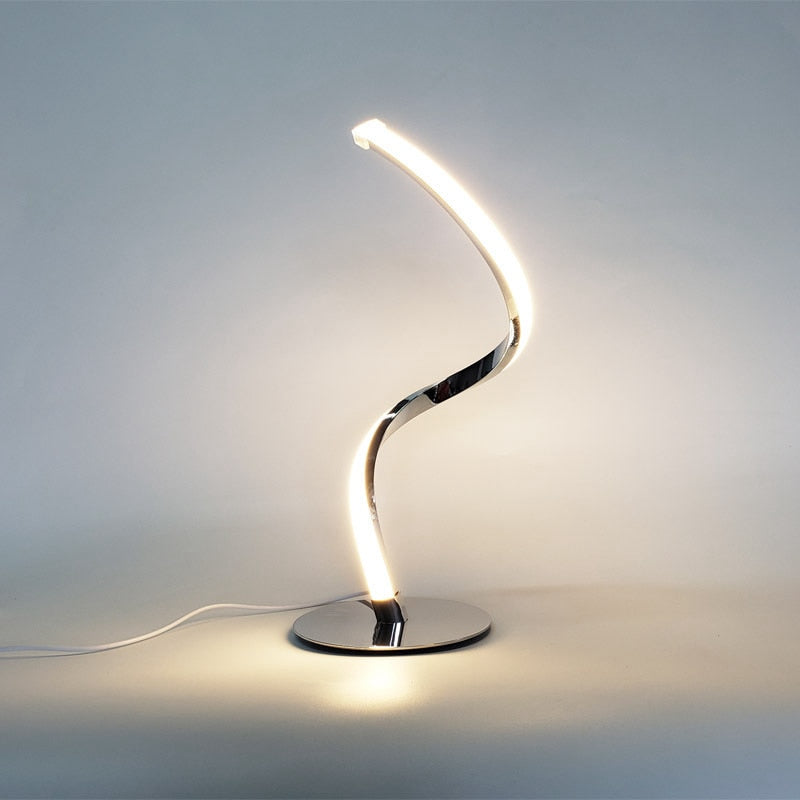 Lámpara de mesa LED en espiral, lámpara de mesita de noche de escritorio, blanco frío, blanco cálido, atenuación táctil, lámpara de escritorio para sala de estar, lectura, decoración del hogar