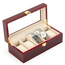 New Wood Watch Box Storage Red Watch Collection Box With Gold Lock Jewelry Organizer For Women
