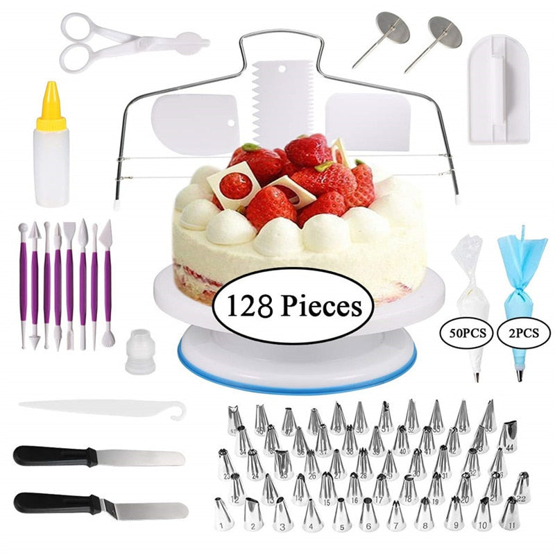 Cake Decorating Tools Kit Turntable Pastry Nozzles For Cream Confectionery Bags Icing Piping Nozzles Tips Baking Tools For Cakes