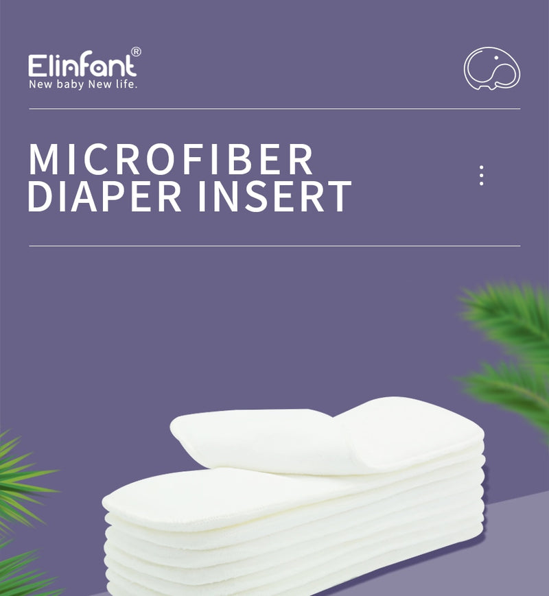 Elinfant, 10 Uds., pañal de tela de microfibra de 3 capas, superabsorbente, 35x13,5 cm, apto para pañal de bolsillo de tela de bebé